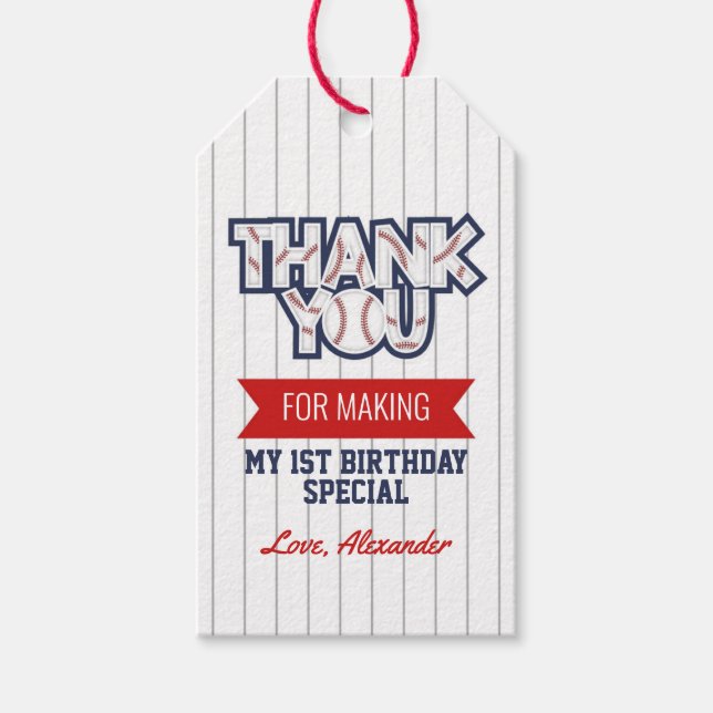 Baseball Birthday Gift Tag (Front)