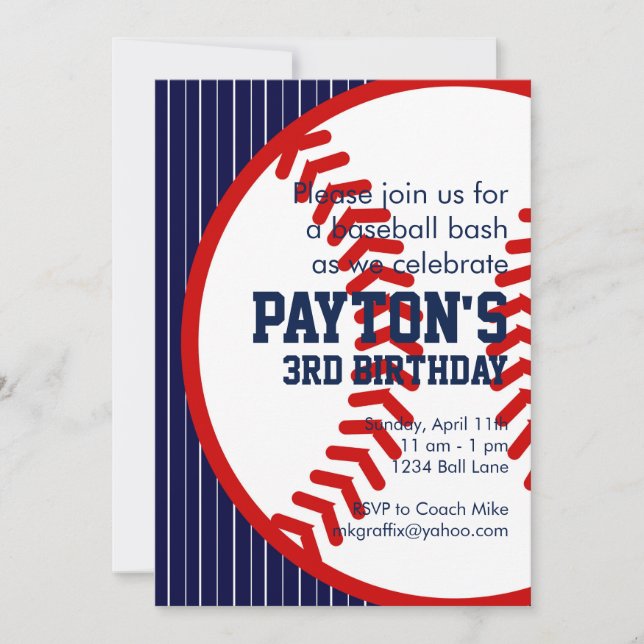 Baseball Birthday Invitation (Front)