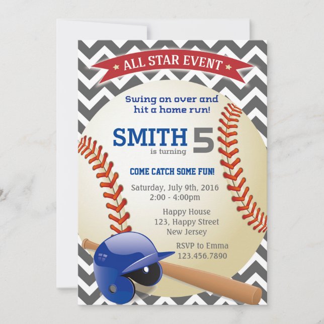 Baseball Birthday Invitation (Front)