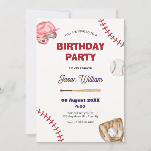 Baseball birthday invitation