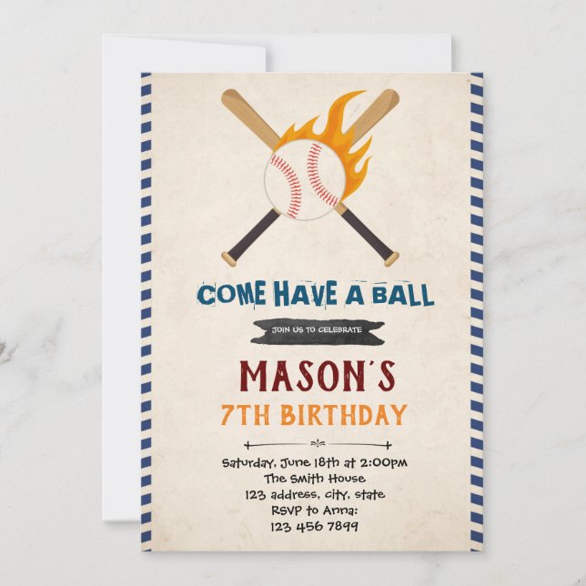 Baseball birthday invitation (Front)