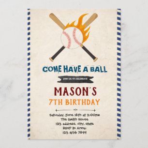 Baseball birthday invitation