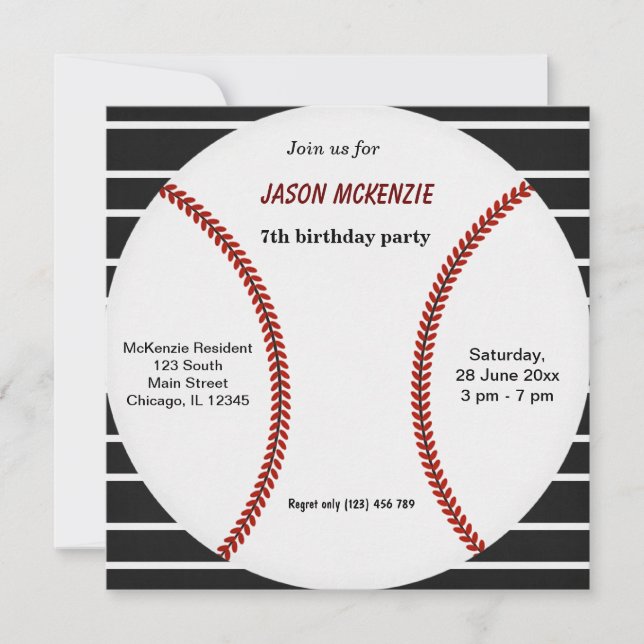 Baseball Birthday Invitation (Front)