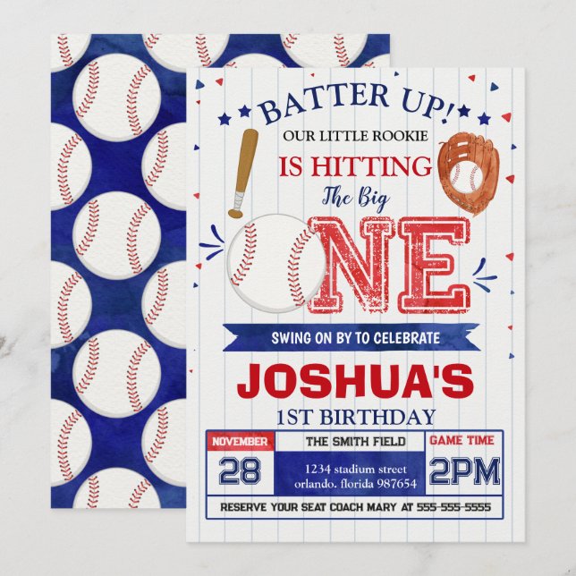 Baseball Birthday Invitation (Front/Back)