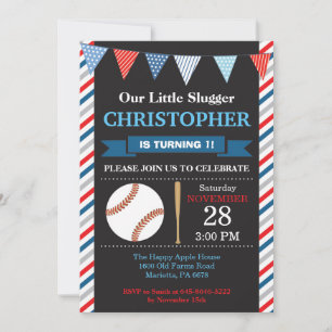 Baseball Birthday Invitation 1st Birthday Party
