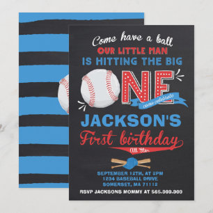 Baseball Birthday Invitation Baseball 1st Birthday