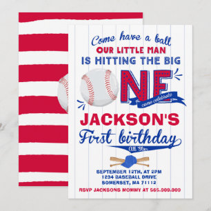 Baseball Birthday Invitation Baseball 1st Birthday