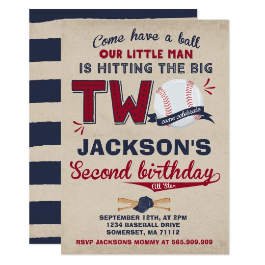 Baseball Birthday Invitation Baseball 2nd Birthday