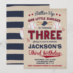 Baseball Birthday Invitation Baseball 3rd Birthday
