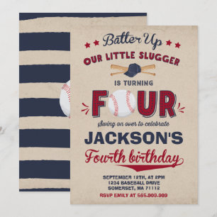 Baseball Birthday Invitation Baseball 4th Birthday