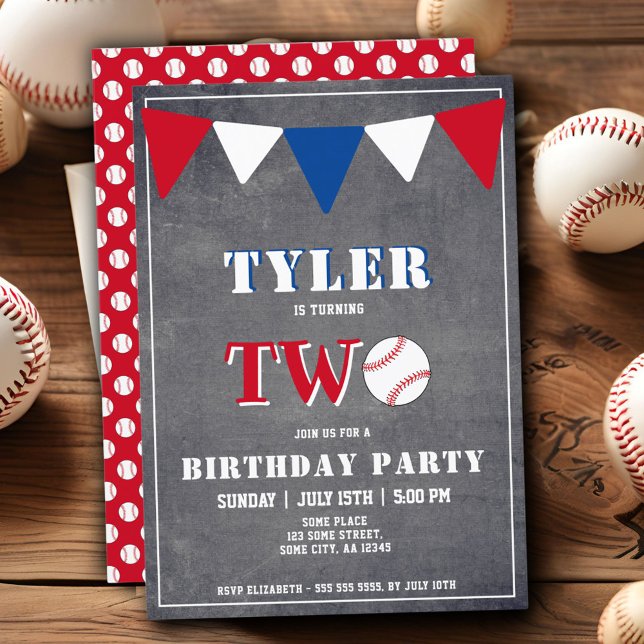 Baseball Birthday Invitation Boy 2nd Birthday (Creator Uploaded)