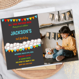 Baseball Birthday Invitations with photo