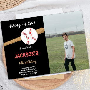 Baseball Birthday Invitations with photo