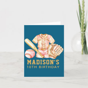 Baseball Birthday Luxury Rose Gold Illustration Card