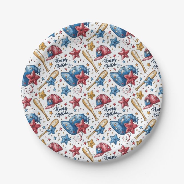 Baseball Birthday Paper Plates Party Tableware Boy (Front)