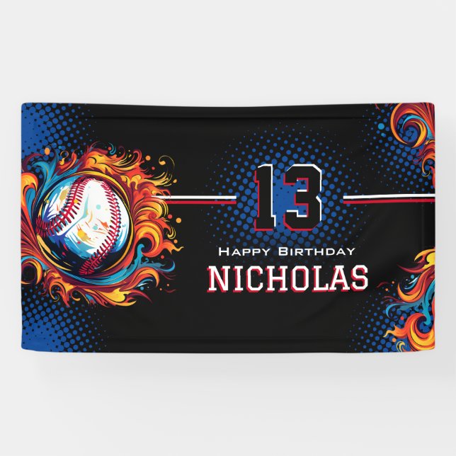 Baseball Birthday Party Banner (Horizontal)