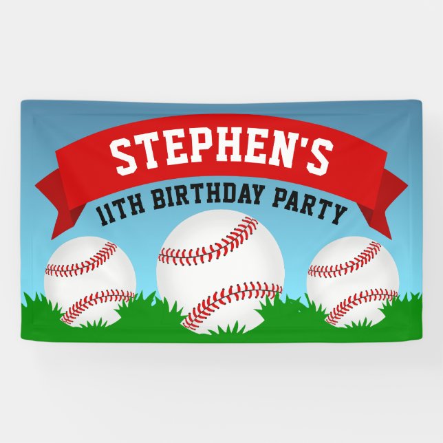 Baseball Birthday Party Banner (Horizontal)