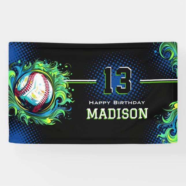 Baseball Birthday Party Banner (Horizontal)