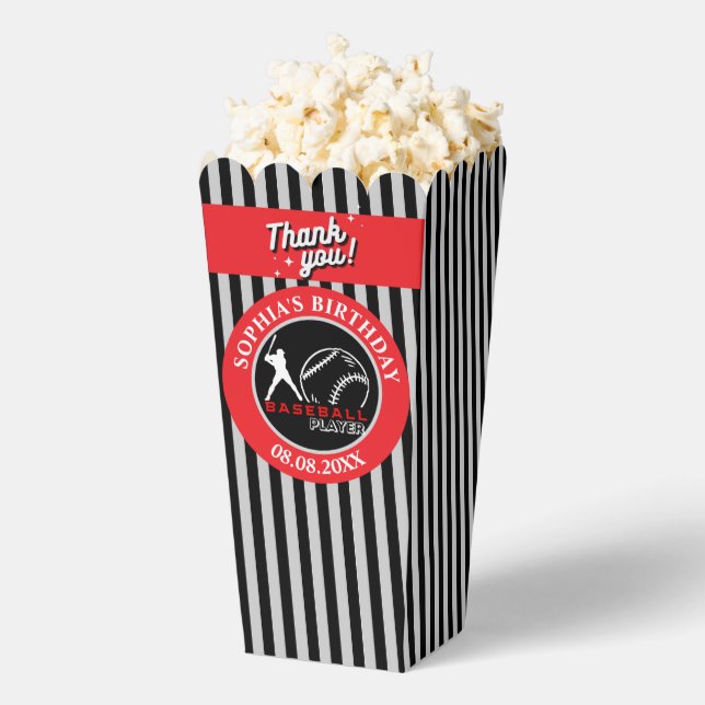 Baseball Birthday Party, Baseball Girl Player Favour Box (Popped)