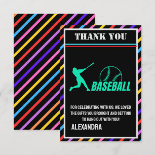 Baseball Birthday Party, Baseball Girl Player  Thank You Card