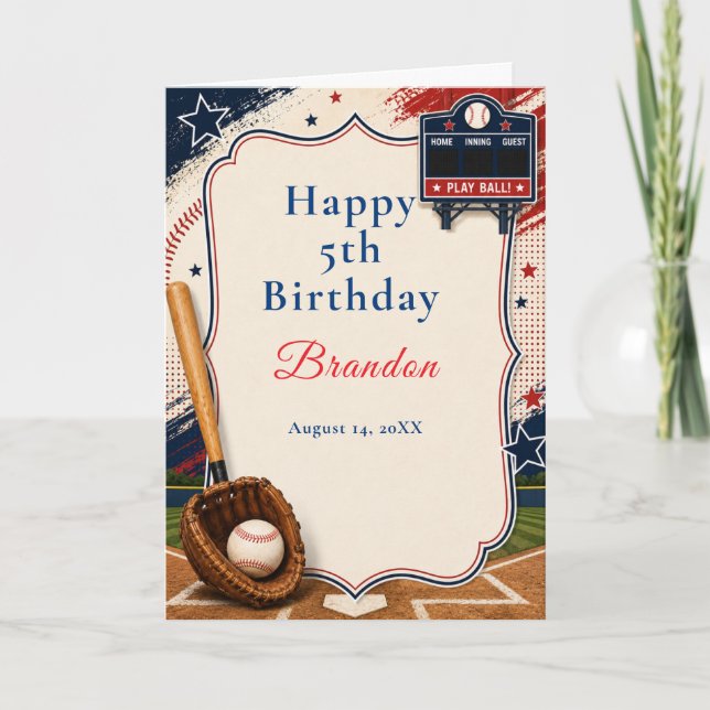 Baseball Birthday Party Card (Front)