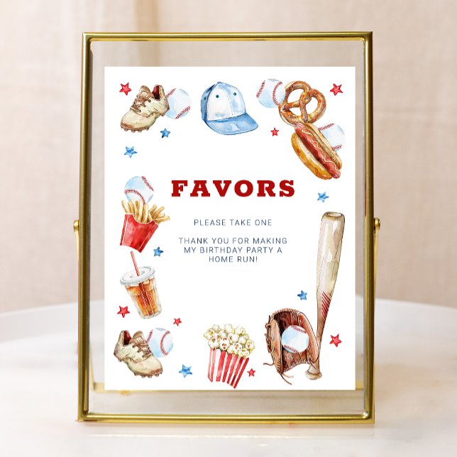 Baseball Birthday Party Favour Sign  (Favors Sign)