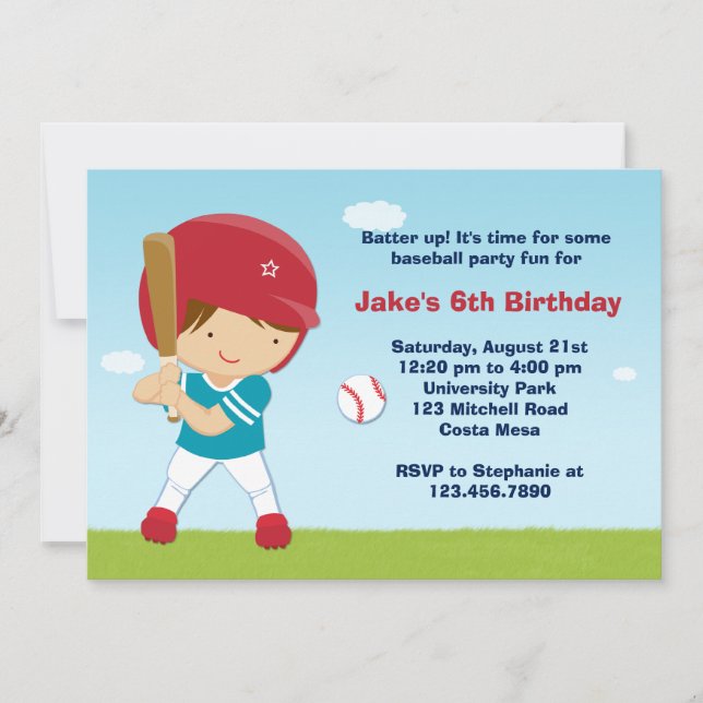 Baseball Birthday Party Invitation (Front)