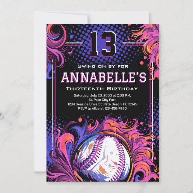 Baseball Birthday Party Invitation (Front)