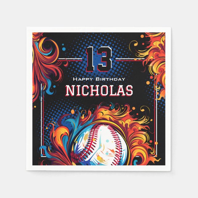 Baseball Birthday Party Napkin (Front)
