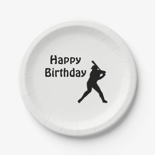 Baseball Birthday Party Paper Plate (Front)