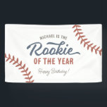 Baseball Birthday Party Rookie of the Year Banner<br><div class="desc">Celebrate your little slugger with this baseball themed birthday party banner!</div>