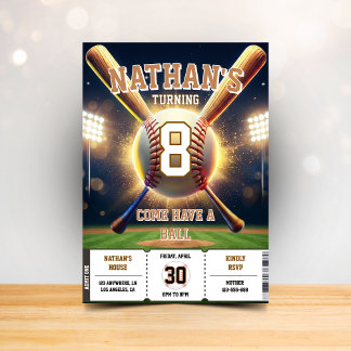 Baseball Birthday Party Sports Theme for Kids Invitation