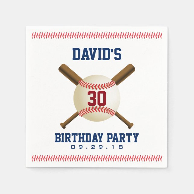 Baseball Birthday Party Sports Theme Napkin (Front)