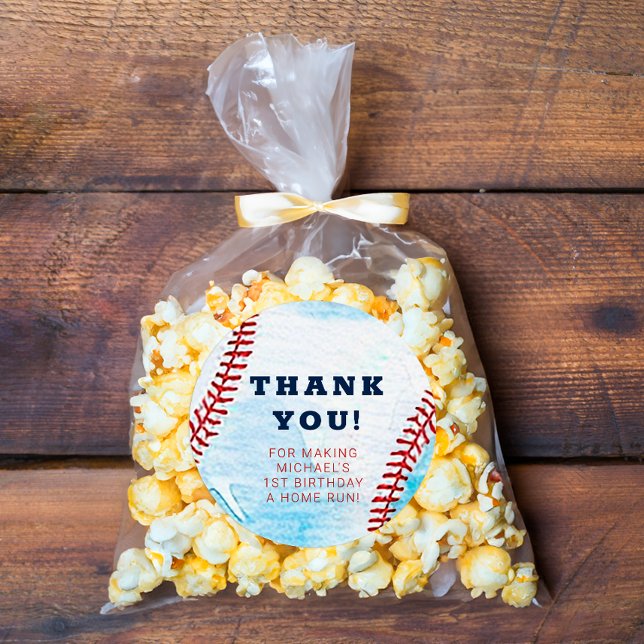 Baseball Birthday Party Thank You Favour Sticker (Thank You Sticker - Baseball Birthday Party )