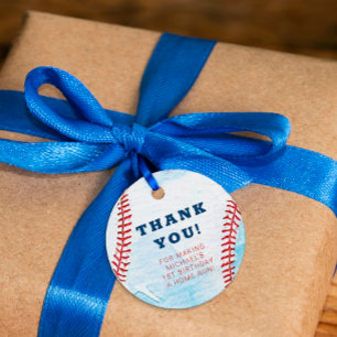Baseball Birthday Party Thank You Gift Tag 