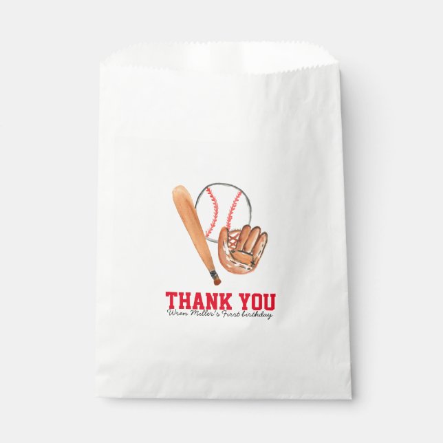 Baseball birthday party treat favour bag (Front)