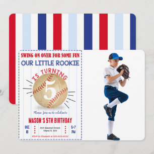 Baseball Birthday Photo Invitation