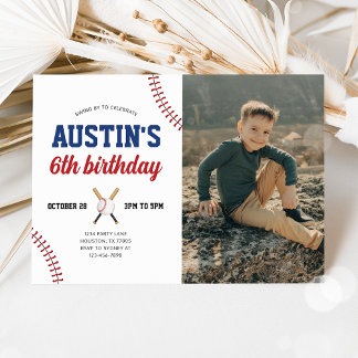 Baseball Birthday Photo Invitation