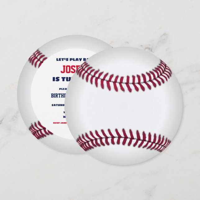 Baseball Birthday Round Invitation (Front/Back)