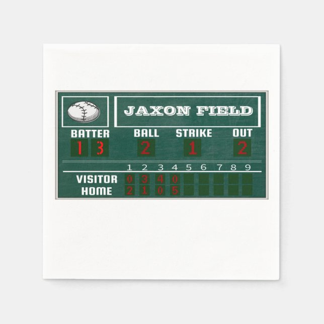Baseball Birthday|Scoreboard|PARTY Napkin (Front)