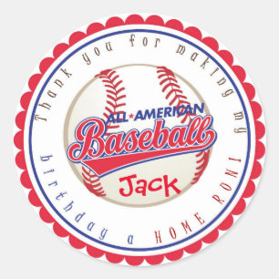 Baseball Birthday Stickers