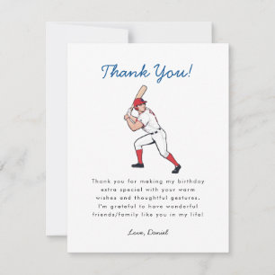 Baseball Birthday Thank You Card