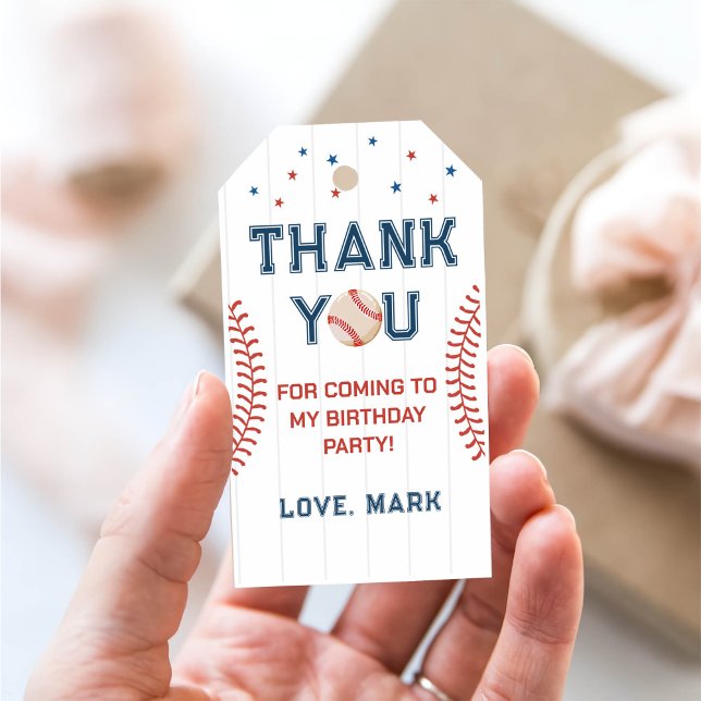 Baseball Birthday Thank You Gift Tags (Creator Uploaded)