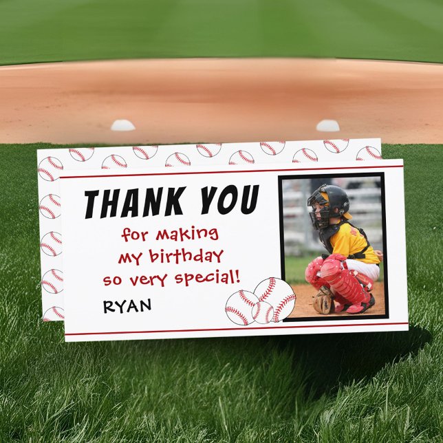 Baseball Birthday Thank you Photo Card (Creator Uploaded)