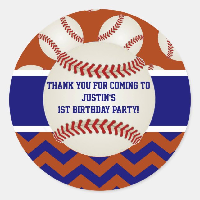Baseball Birthday Thank You Stickers (Front)