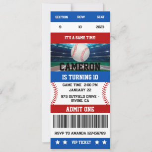 Baseball Birthday Ticket Invitation