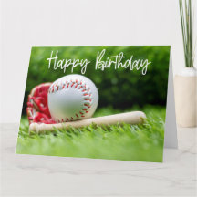 Baseball  Birthday word on green for Player