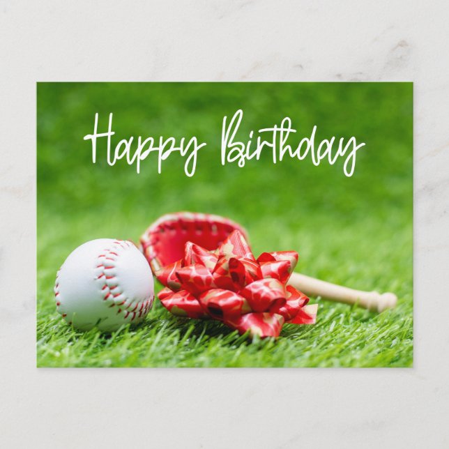 Baseball  Birthday word on green for Player Card (Front)
