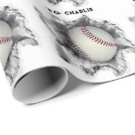 Baseball Birthday Wrapping Paper<br><div class="desc">Creative baseball gift wrap for player,  coach,  team sports fan and little league MVP. To personalise edit text to add name.</div>