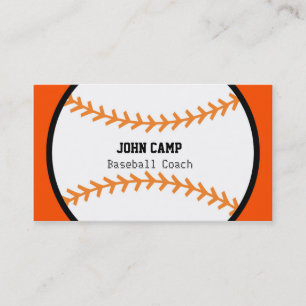 Baseball Black & Orange Coach Sports Business Card